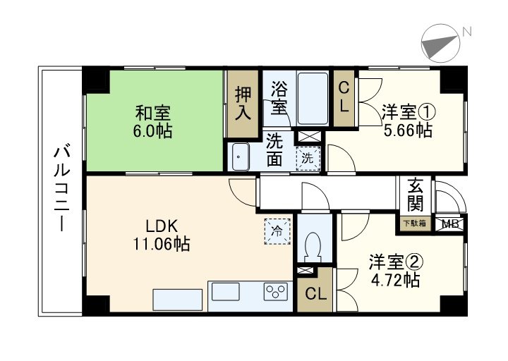 サニーヒルⅡ 0302号室 間取り