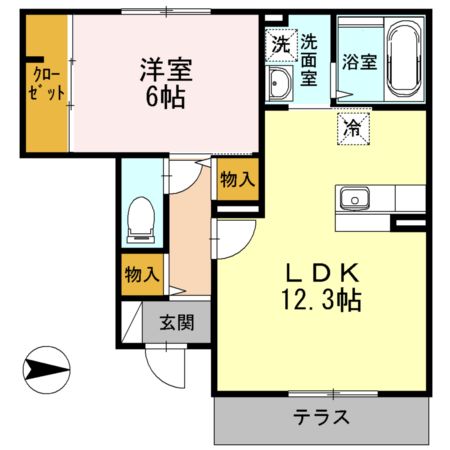 ソレイユ鴨宮 102号室 間取り
