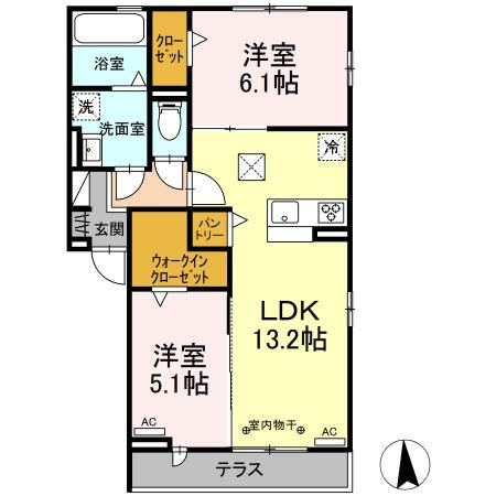 ManoirBlancⅡ 105号室 間取り