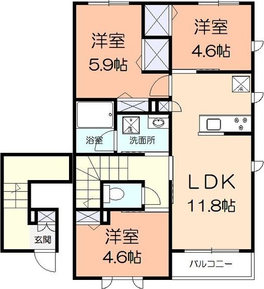 グリーン　リーブスⅡ 202号室 間取り