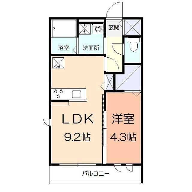 アンソレイエⅡ 201号室 間取り