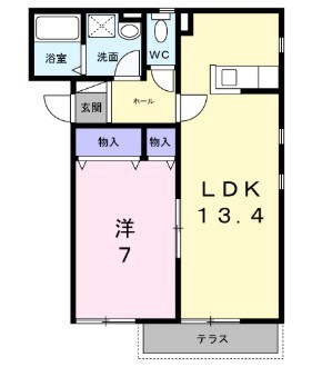 カレッタホール 102号室 間取り