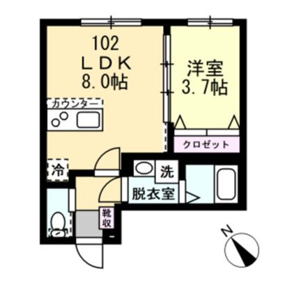 アクアリーヴ東海岸 102号室 間取り