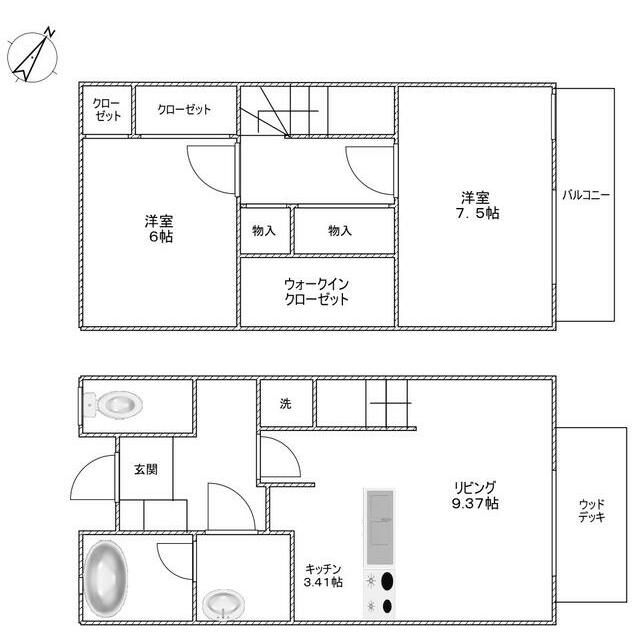 ロワジール鶴巻南Ⅱ A号室 間取り
