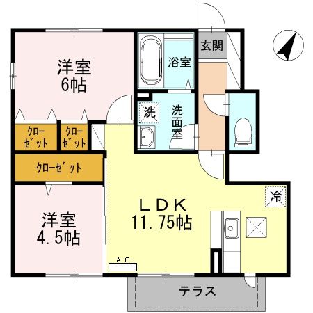 エスコートみなみ　Ｂ棟 101号室 間取り