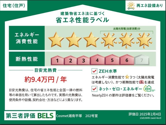 Cosmet湘南平塚 省エネ性能ラベル