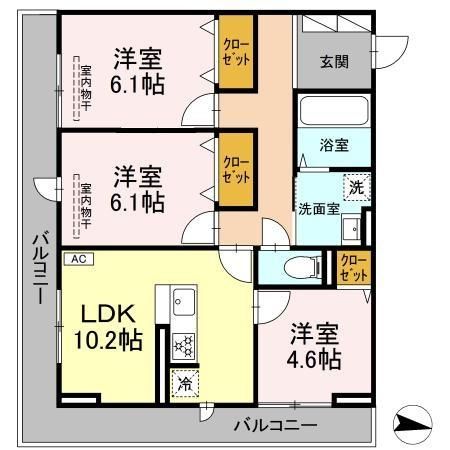 Cosmet湘南平塚 303号室 間取り