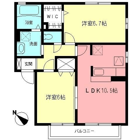 アルシオネ 102号室 間取り