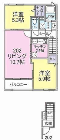 ラ　ビアン　ローゼ 202号室 間取り