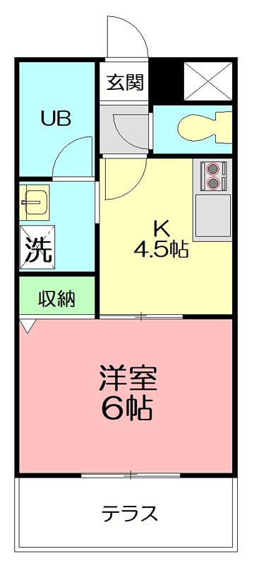 ベルピア藤沢善行第4 107号室 間取り