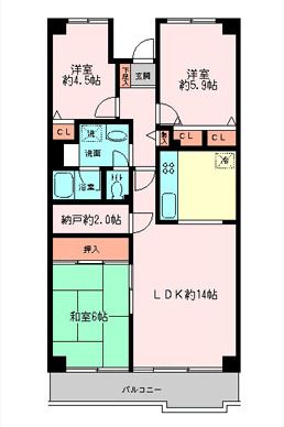 パレ平塚すみれ平 4番館 705号室 間取り