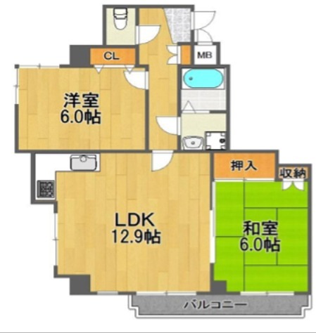 プラーズ追分 602号室 間取り