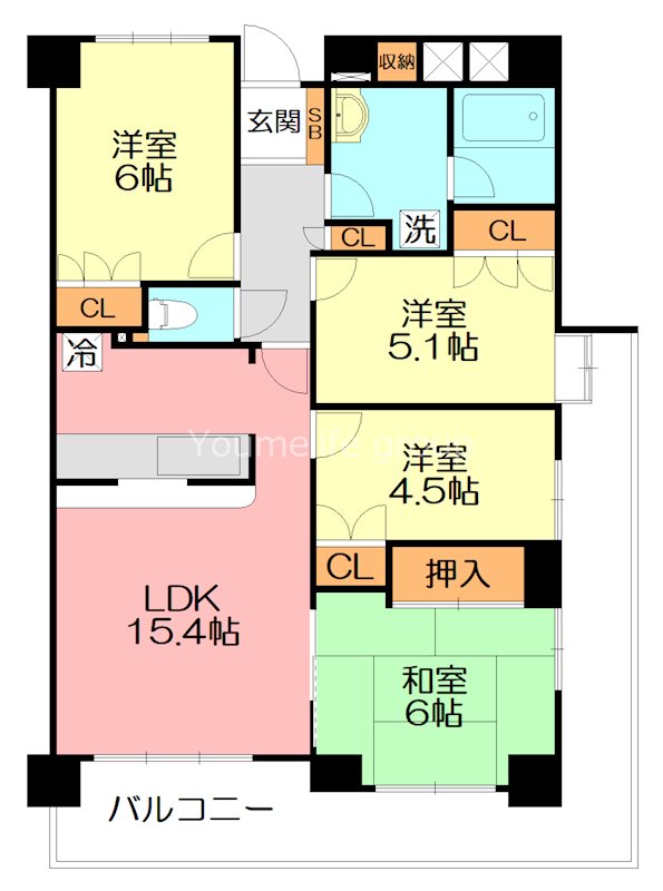 クエスト山手台 605号室 間取り