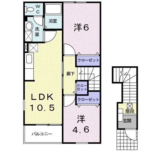 エス・テュエールB 201号室 間取り