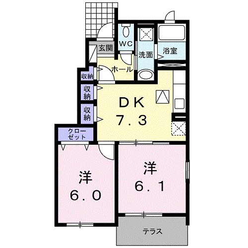 グランデュール 101号室 間取り