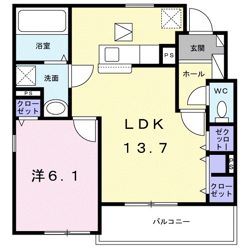アベニール湘南 102号室 間取り