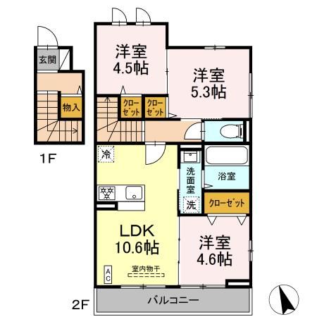 エクラン ウルー湘南S 201号室 間取り