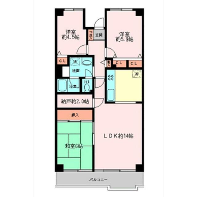 パレ平塚すみれ平　四番館 0705号室 間取り