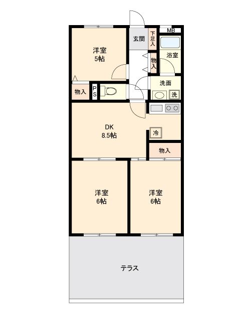 茅ヶ崎ダイカンプラザ 106号室 間取り