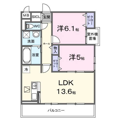 フロレスタ湘南 Ⅲ 201号室 間取り
