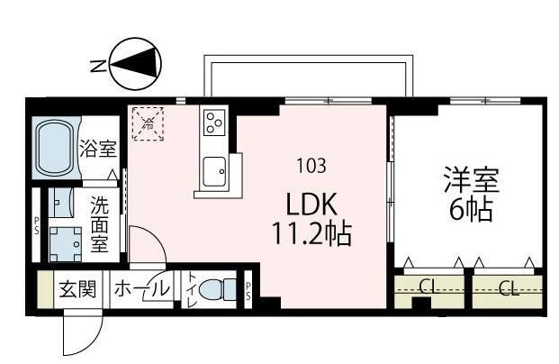 Viola.K 103号室 間取り