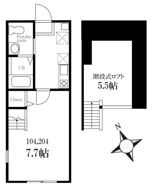 ハーミットクラブハウスロフトコーワ 104号室 間取り