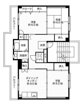 ビレッジハウス大島1号棟 403号室 間取り