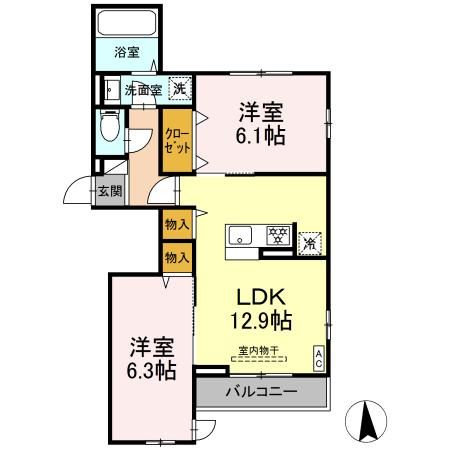 ブリーズコースト A 201号室 間取り