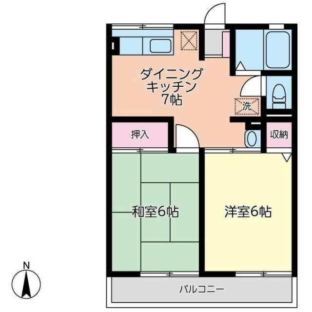 第6天城ハイツ 202号室 間取り