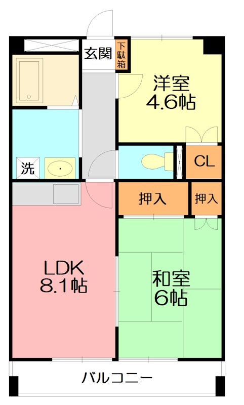 ブルースカイ平塚 403号室 間取り