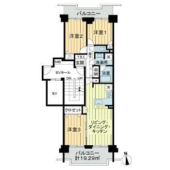 サン・ステージ緑園都市東の街7番館 1306号室 間取り