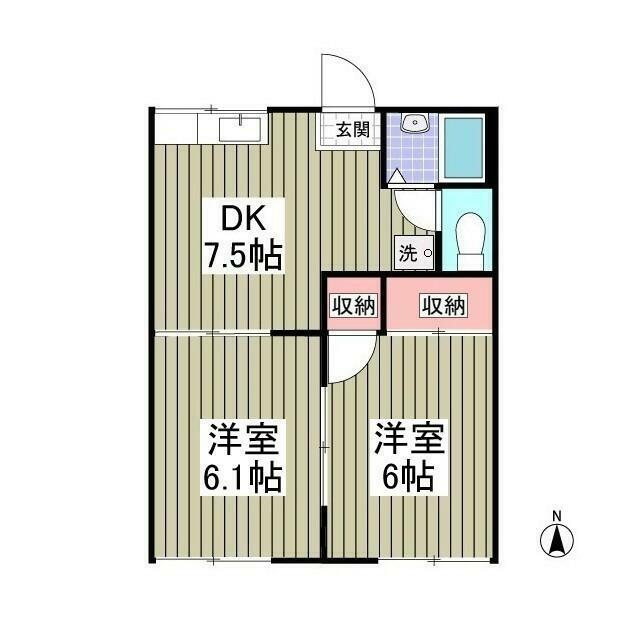 グランデュール萩園 2B号室 間取り
