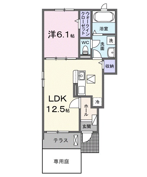カフア テラス 101号室 間取り