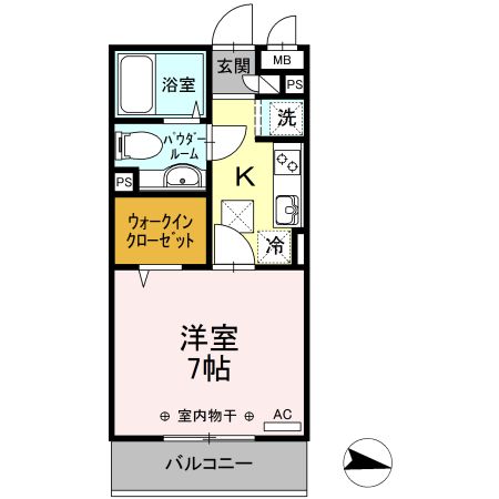 VerduraⅠ/Ⅱ Ⅰ 105号室 間取り