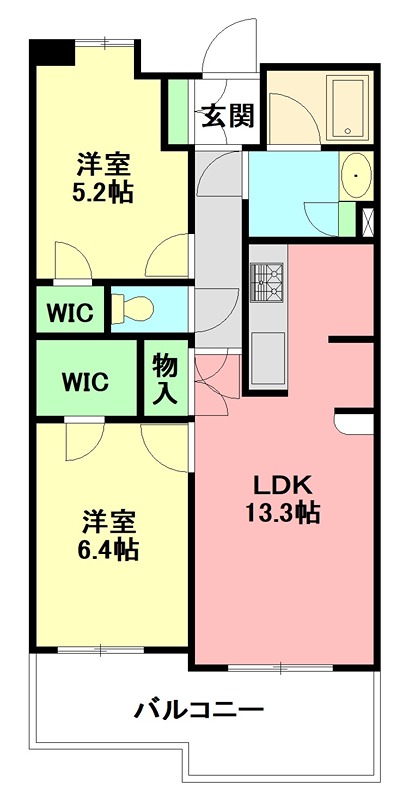 セブンフィールド 207号室 間取り