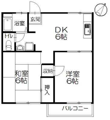 コーポ端山 201号室 間取り