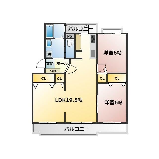 VILLAGE森の里 A号棟 301号室 間取り
