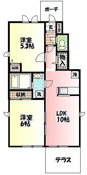 ローズヒルK C-1号室 間取り