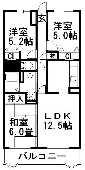 グレージュ長後 202号室 間取り