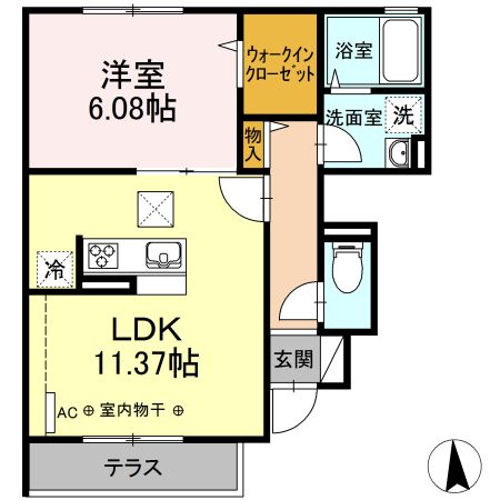 蒼の杜 風 102号室 間取り