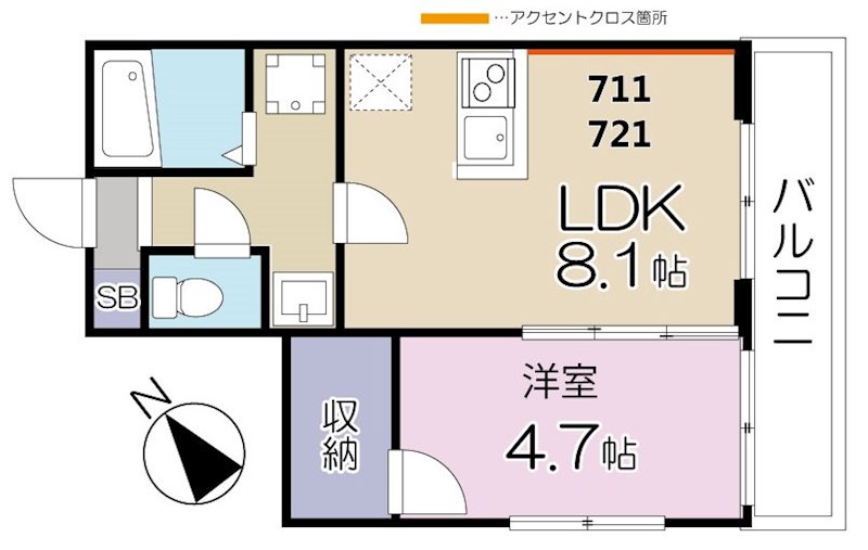 ベル・ラフィーネ 711号室 間取り