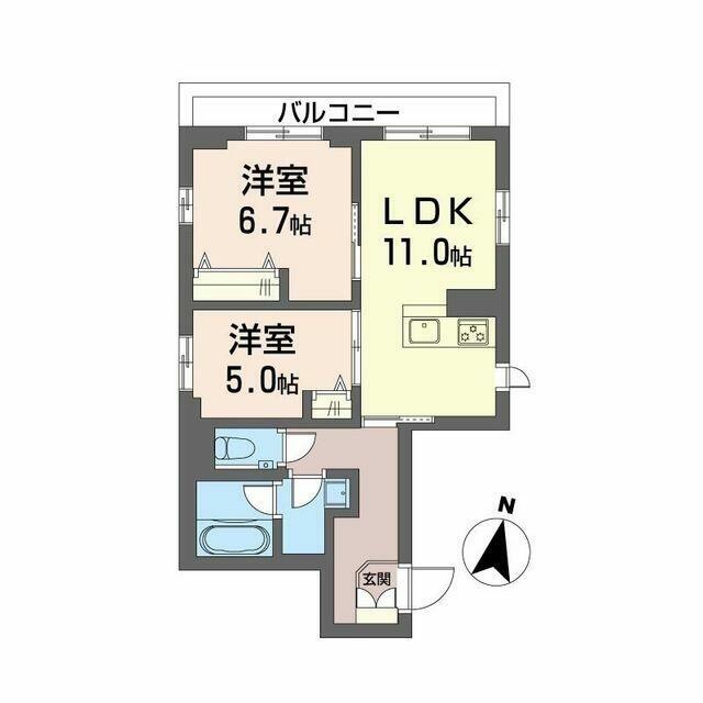 ラルク鎌倉 00201号室 間取り