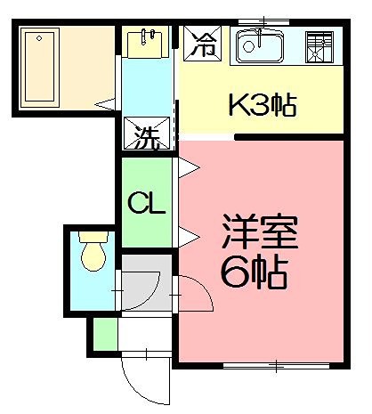 フローラ C-1号室 間取り