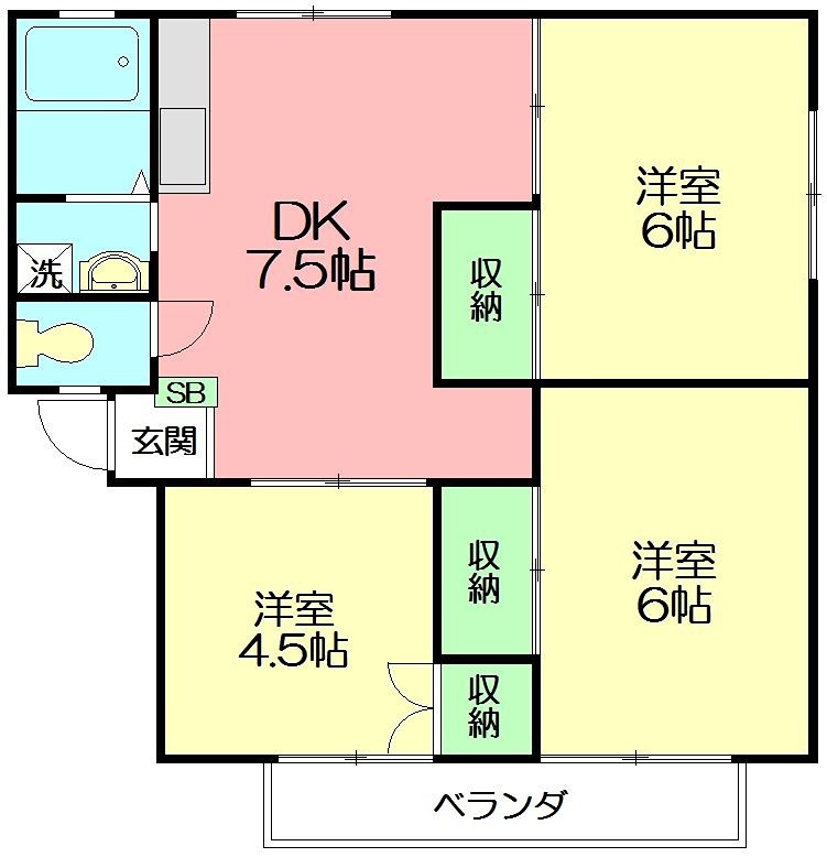 ハイツシャインB F号室 間取り