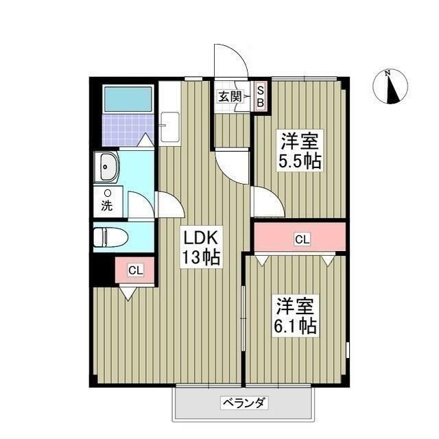 サンハイツ渡辺B 201号室 間取り