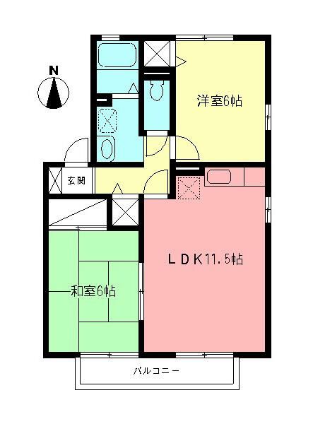サニーコート栢之間A 201号室 間取り