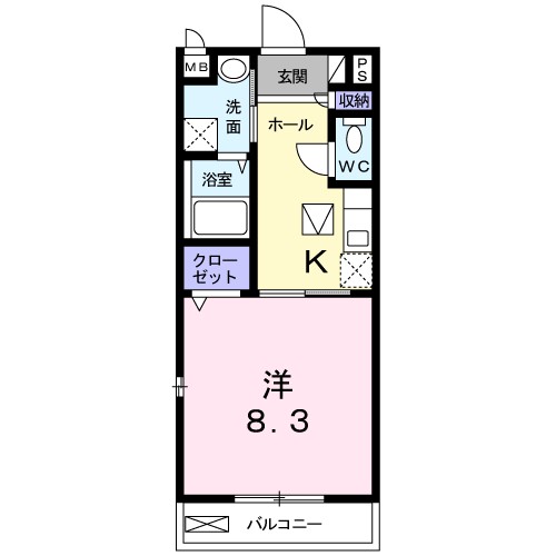 アライブ B 102号室 間取り