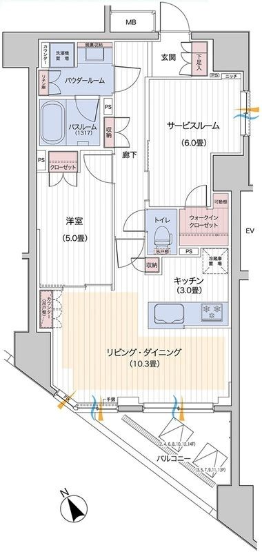 パレステージ藤沢シャインコート 1003号室 間取り