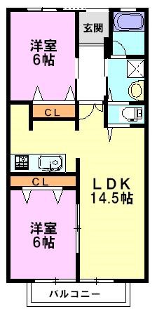 エクシード萩原2 203号室 間取り