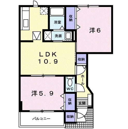 ラルジュⅠ 102号室 間取り